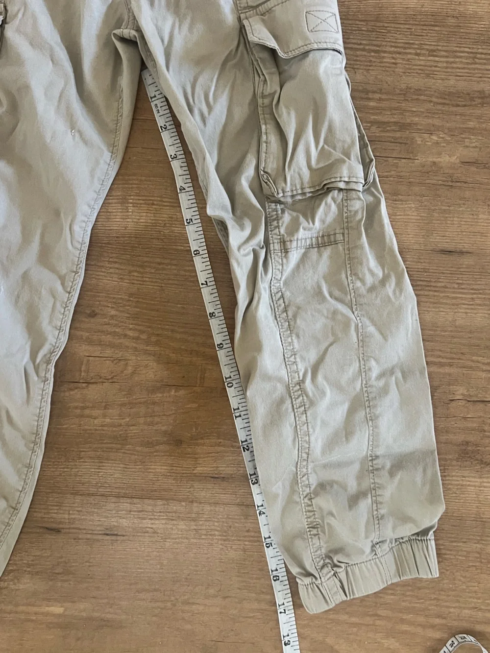 Abercrombie Kids Khaki Jogger Cargo Pants Elastic Drawstring Waist Tan 7/8 - Picture 5 of 6